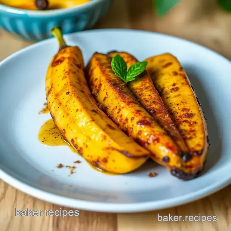 Baked Plantains with Cinnamon and Honey presentation