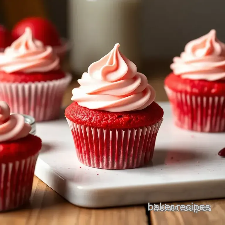 Red Velvet Cupcakes with Creamy Frosting presentation