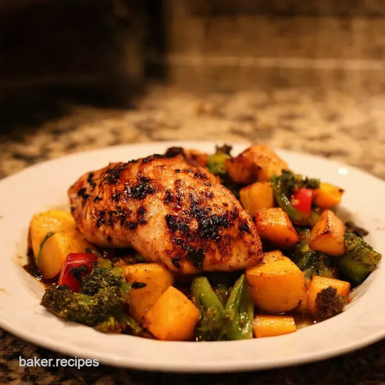 Balsamic Glazed Chicken with Roasted Root Vegetables presentation
