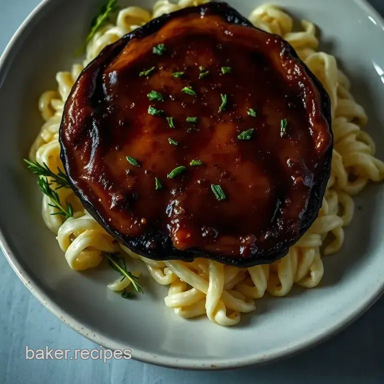 Balsamic Glazed Portabella Steaks with Creamy Polenta presentation