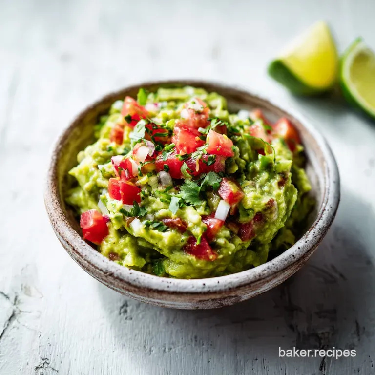 A generous scoop of bright green guacamole artfully placed next to crisp tortilla chips and a lime wedge.