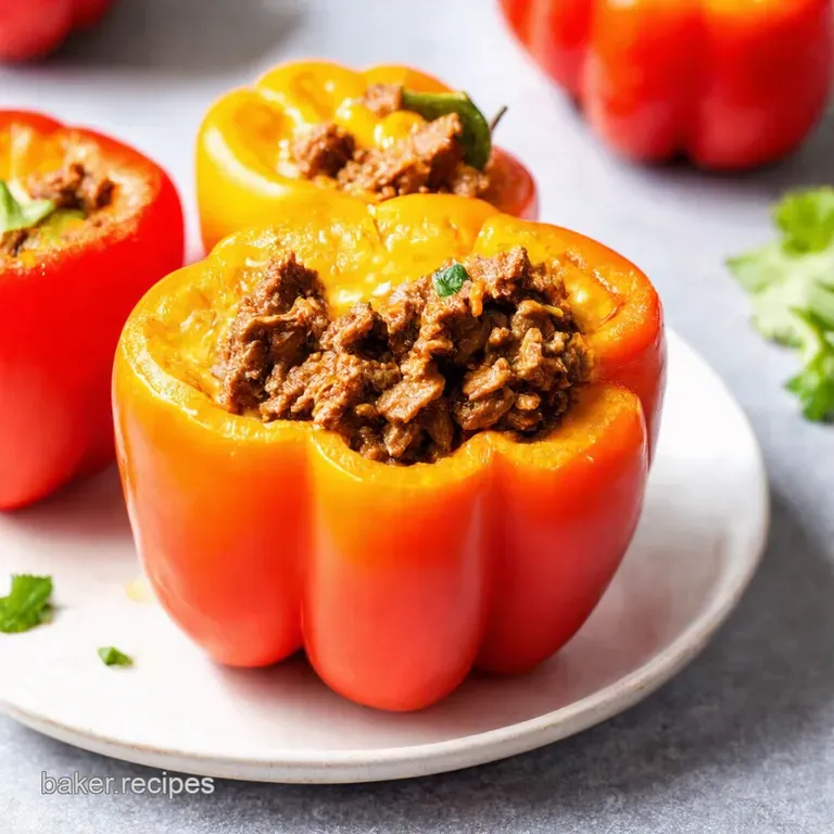 Best Ever Cheesy Beef Stuffed Capsicums Bell Peppers