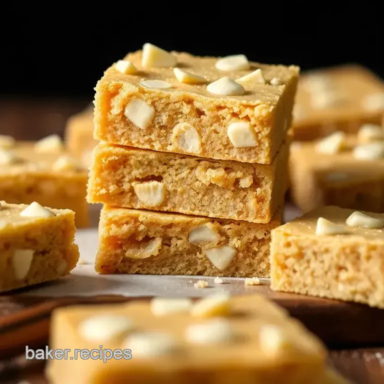 Decadent Biscoff Blondies with Swirls of White Chocolate presentation