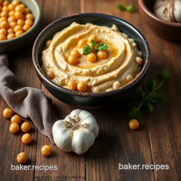 Smooth Roasted Garlic Parmesan Hummus presentation