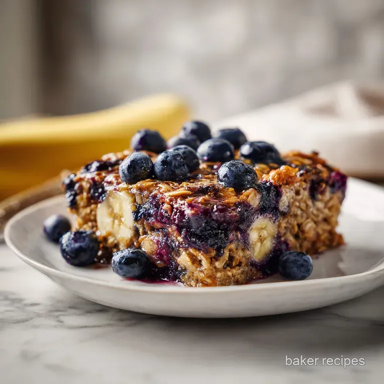 Blueberry Banana Baked Oatmeal: Jammy and Nutty