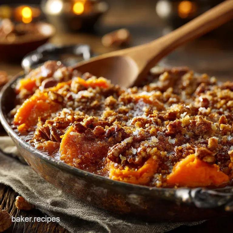 Sweet Potato Casserole Brown Butter Streusel Sweet with Toasted Marshmallows presentation