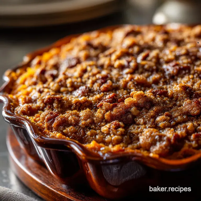 Sweet Potato Casserole with Brown Butter Pecan Streusel presentation