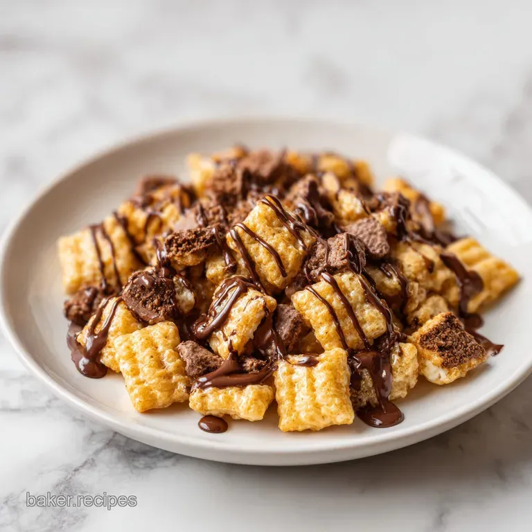 Butterfinger Rice Krispie Treat with Chocolate Drizzle
