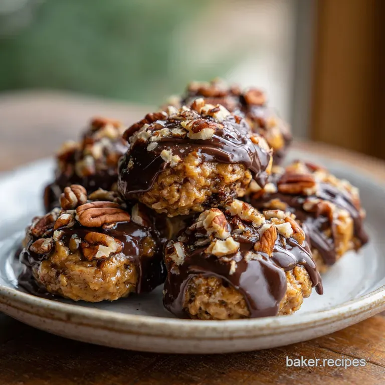 Elegant praline candies stacked artfully on a white plate. Golden hues, crisp edges and inviting pecan aroma visually enti...