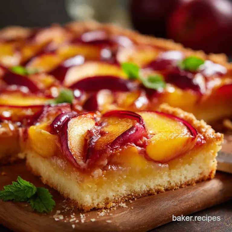 The Ultimate German Fresh Peach Kuchen Buttery Shortbread Crust presentation