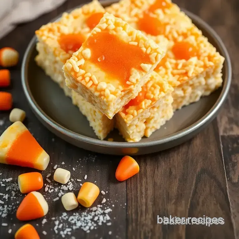 Quick & Colorful Candy Corn Rice Krispie Treats presentation