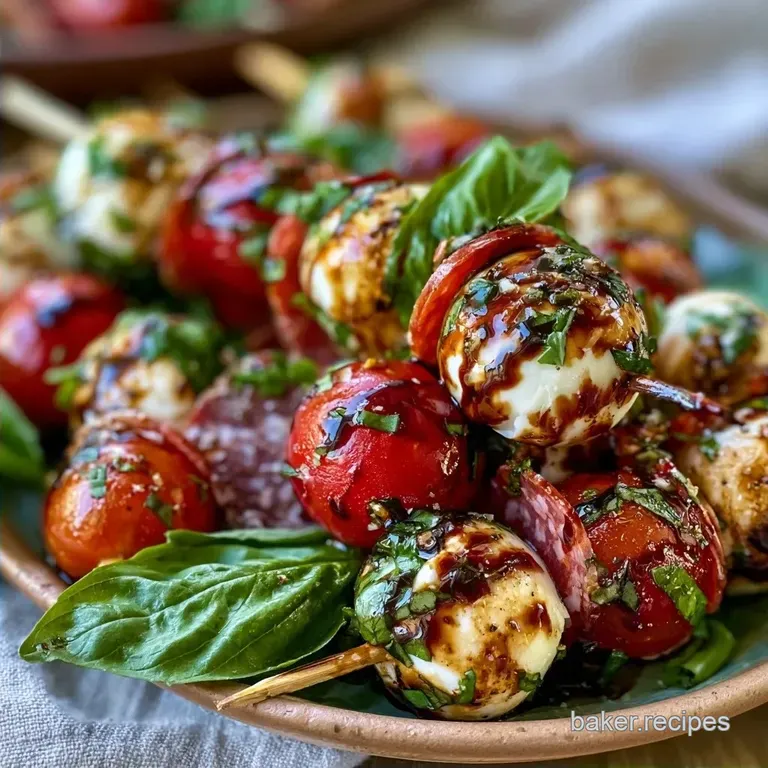 Caprese Skewers with Salami