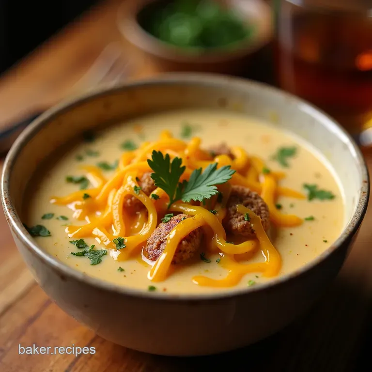 The Better Than Takeout Cheeseburger Chowder Soup presentation