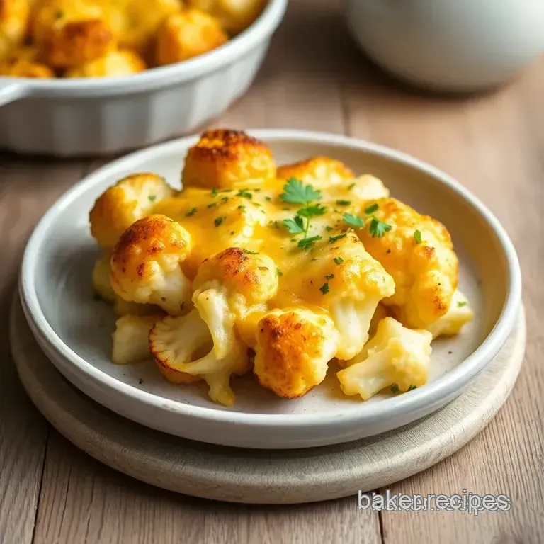 Baked Cauliflower Cheesy Delight presentation