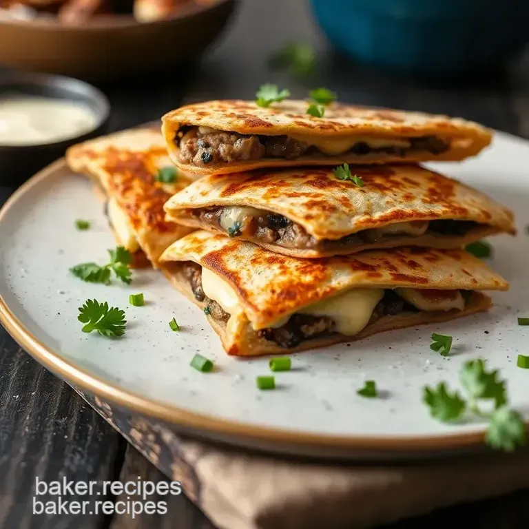 Crispy Fried Mushroom Quesadillas with Melty Cheese presentation