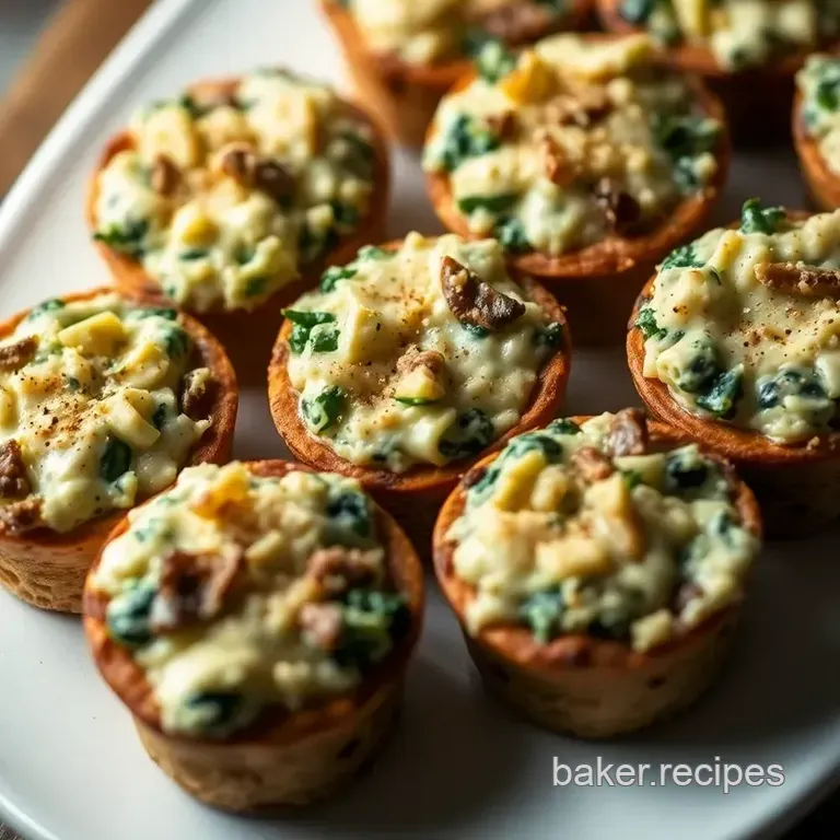 Cheesy Spinach and Artichoke Dip Bites presentation