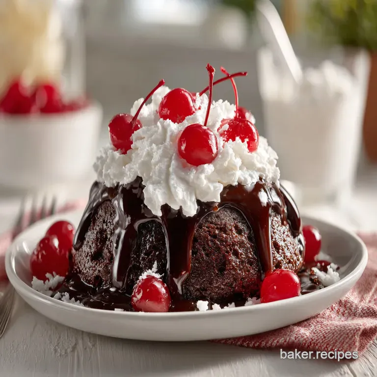 Steaming chocolate drink beside a bowl of fresh red cherries on a rustic wooden tabletop with a soft linen napkin.