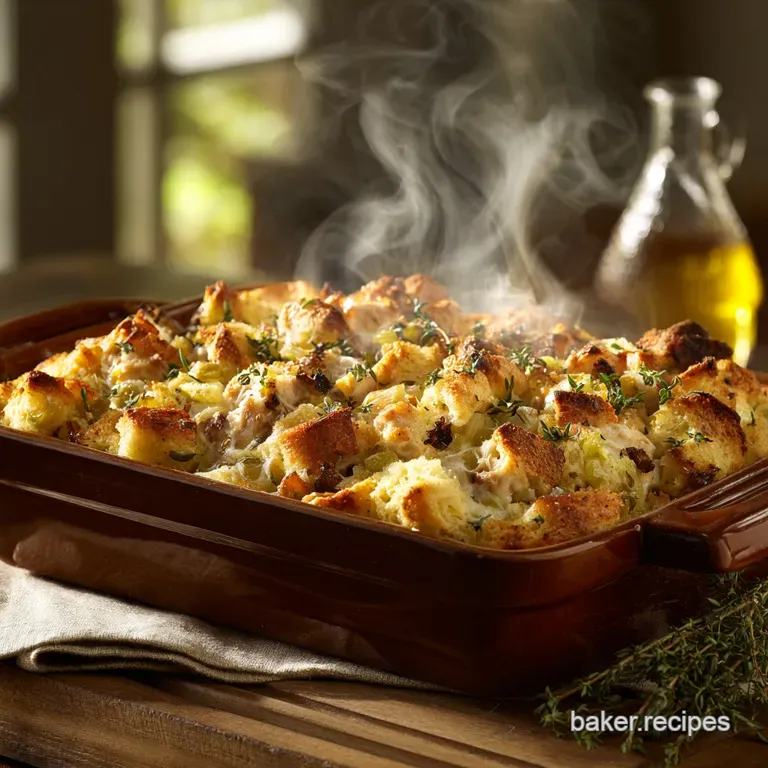 Chicken Stuffing Bake: Creamy Casserole Topped with Crispy Sage Stuffing