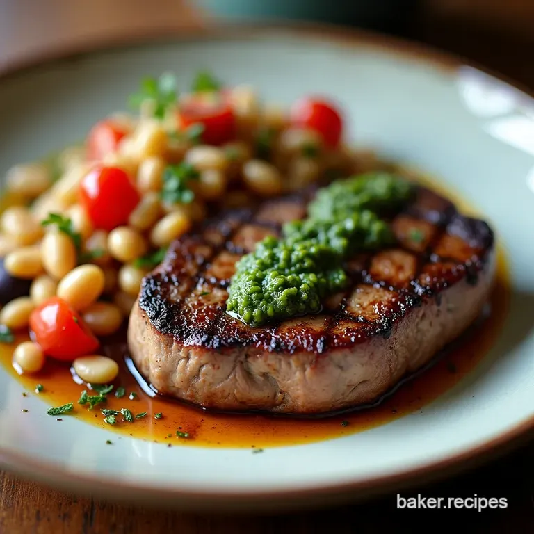 The Perfect PanSeared Steak with Fiery Chimichurri and a Bright Herby Bean Salad