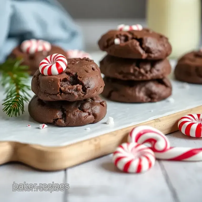 Winter Wonderland Chocolate Fudge Cookies with Peppermint presentation