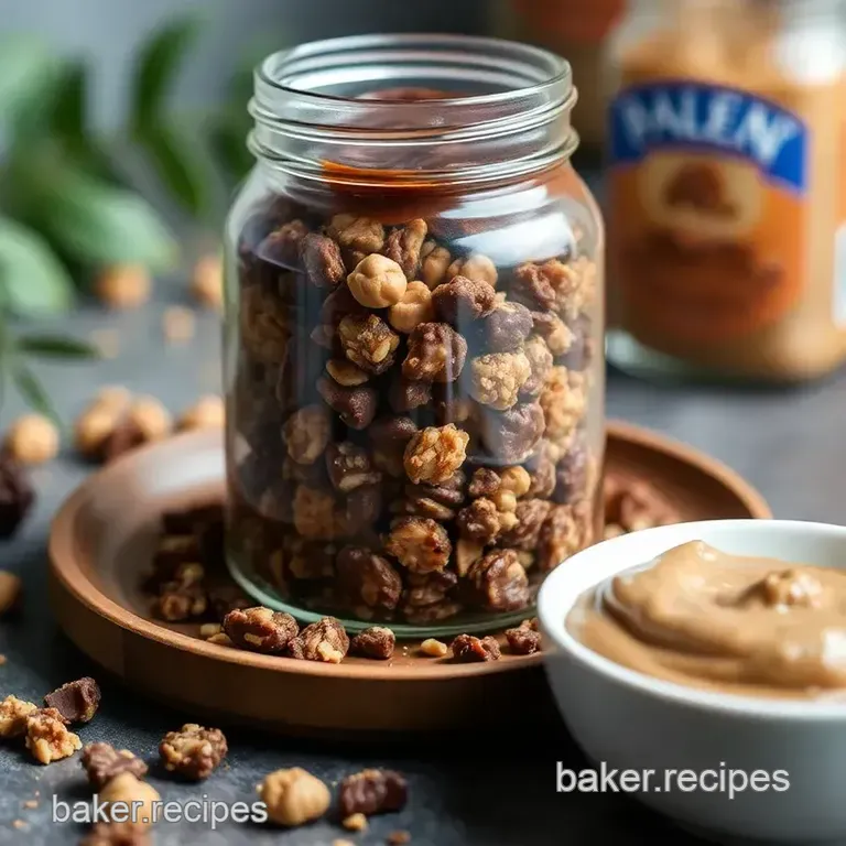 Decadent Chocolate Peanut Butter Granola presentation