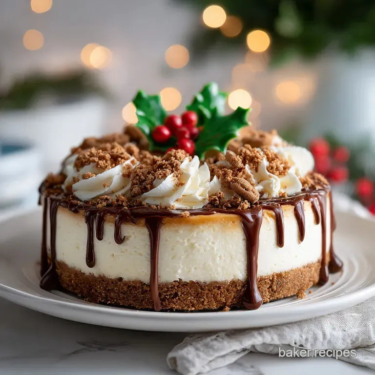 Slice of Christmas cookie dough cheesecake on a plate; layers of creamy filling, cookie pieces, and vibrant sprinkles crea...
