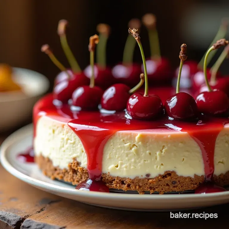 The Effortless Elegance Classic Nobake Cherry Cheesecake presentation