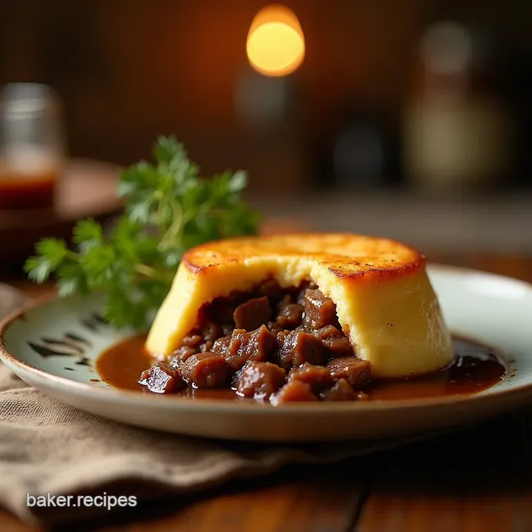 Proper British Comfort Classic Beef Suet Pudding Steamed to Perfection presentation