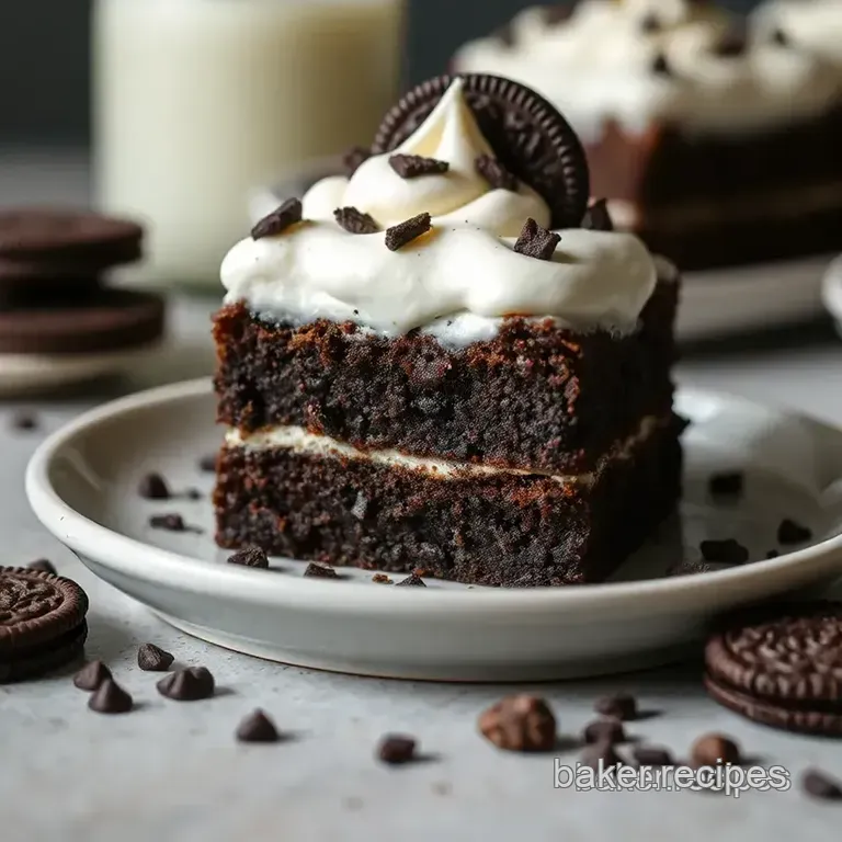 Decadent Bake Oreo Brownies with Creamy Topping presentation