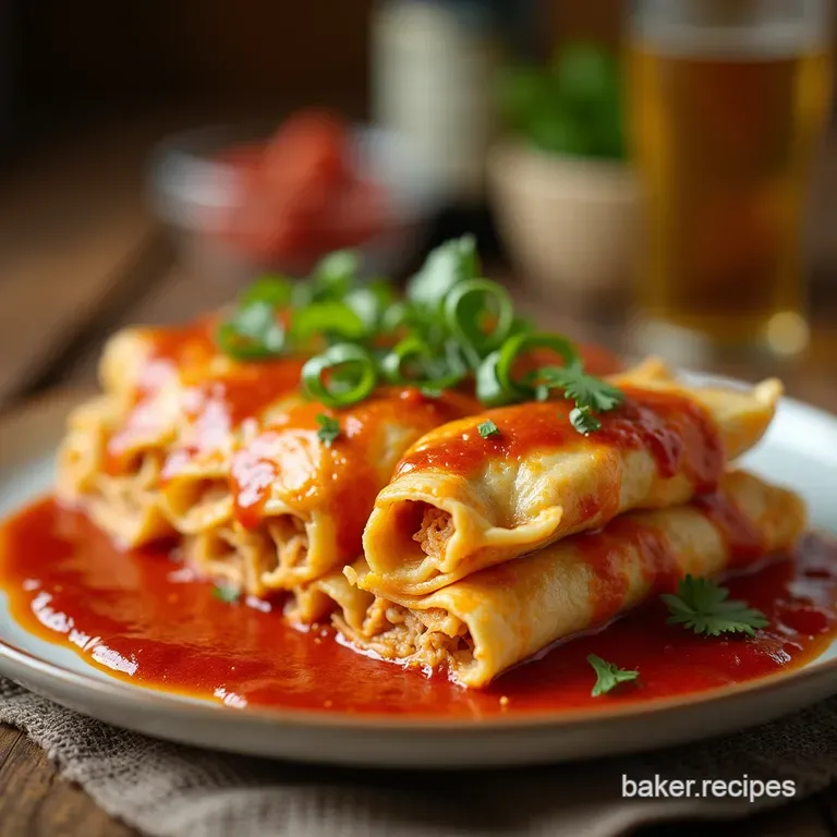 The Lighter Life Cottage Cheese Shredded Chicken Enchiladas with Zesty Red Sauce presentation