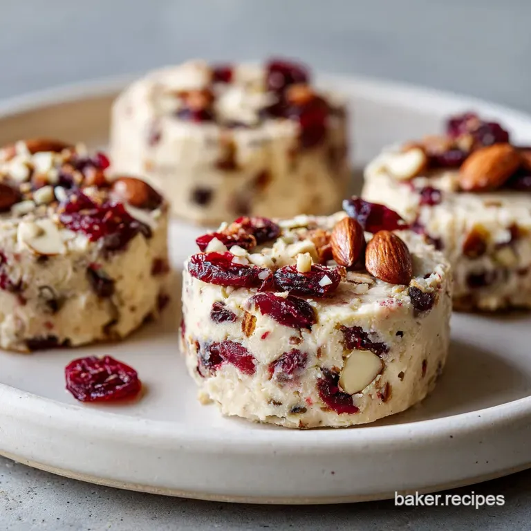 Elegant cranberry almond cheese ball on a platter with crackers, garnished with rosemary. Festive and inviting appetizer.