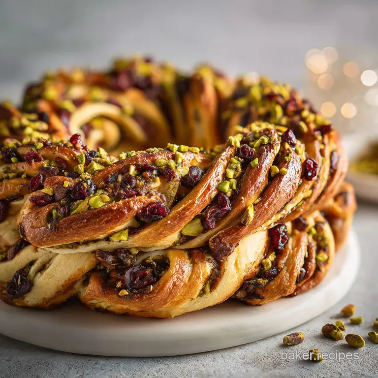 Cranberry Pistachio Babka Bread Wreath
