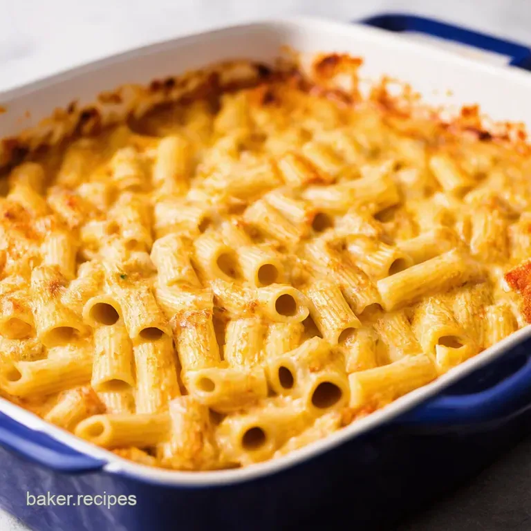 Creamy Baked Rigatoni with Sausage Spinach presentation