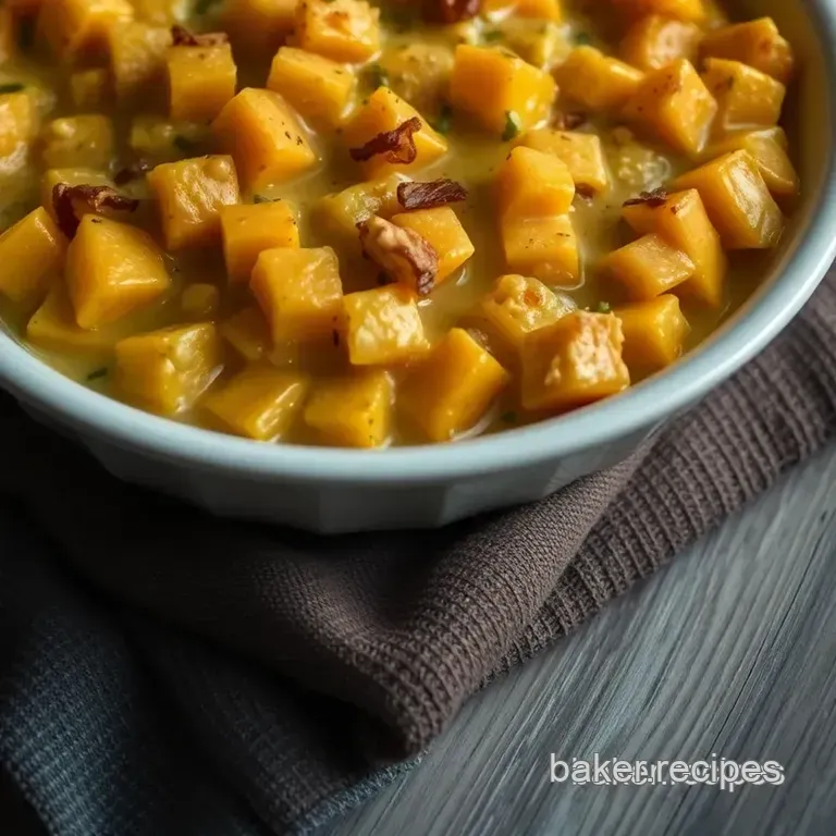 Creamy Butternut Squash Casserole with Crunchy Topping presentation