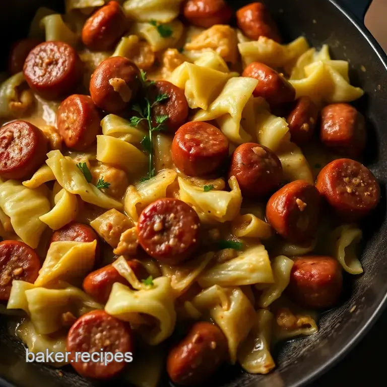 Creamy Cabbage & Sausage Skillet presentation