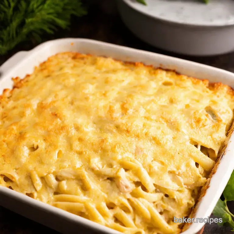 Creamy Chicken Alfredo Pasta Bake Comfort Food Elevated presentation