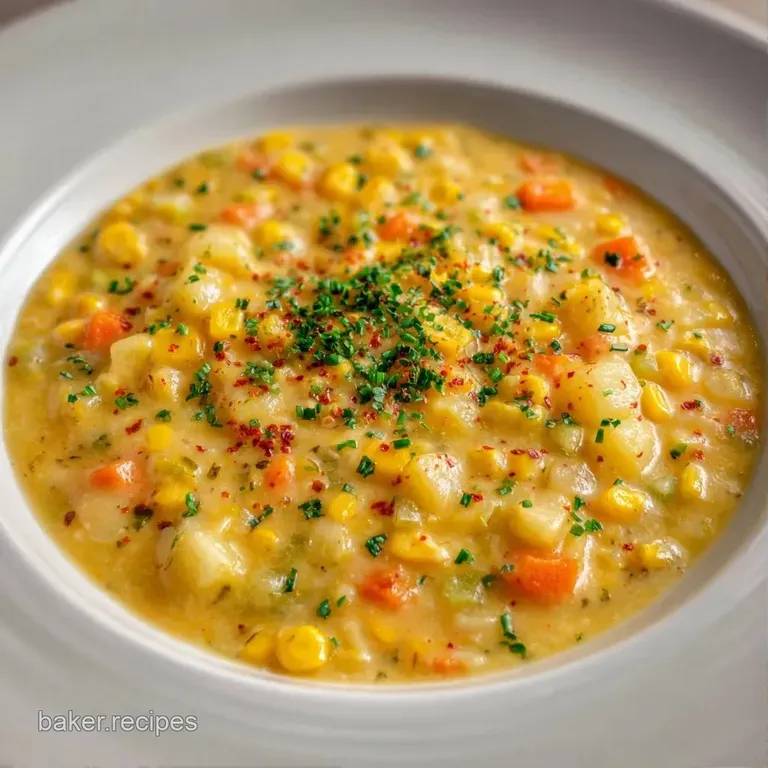 Elegant white bowl of golden soup with a swirl of heavy cream and sliced chives next to toasted sourdough bread.