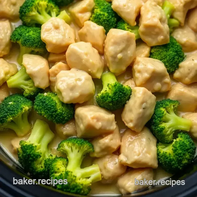 Creamy Crockpot Chicken and Broccoli presentation