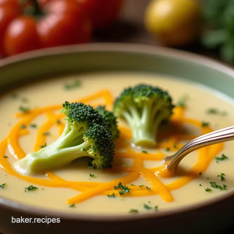 Creamy Dreamy Broccoli Cheddar Soup presentation