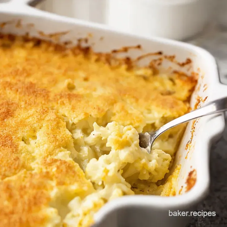 Creamy Dreamy Cauliflower Casserole with Crispy Breadcrumb Topping presentation