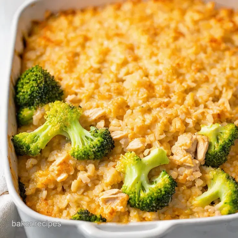 Creamy Dreamy Chicken Broccoli Rice Casserole presentation