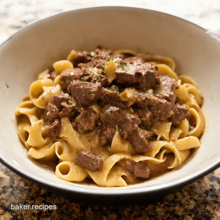 Creamy Dreamy Slow Cooker Beef Stroganoff presentation
