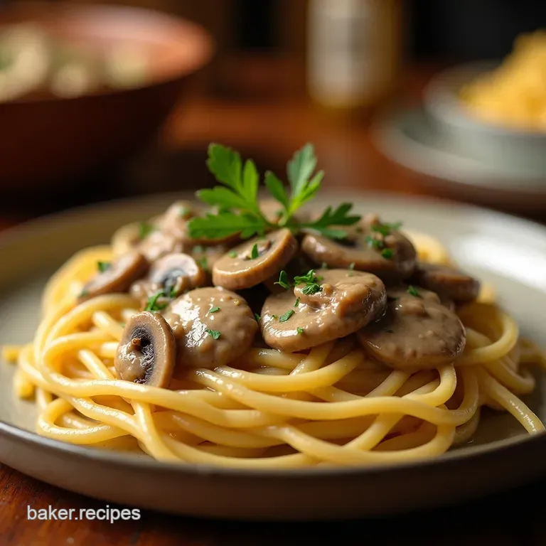 Creamy Dreamy Vegan Mushroom Stroganoff presentation