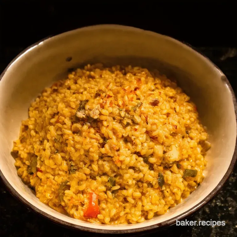 Creamy Farro Risotto with Roasted Vegetables presentation