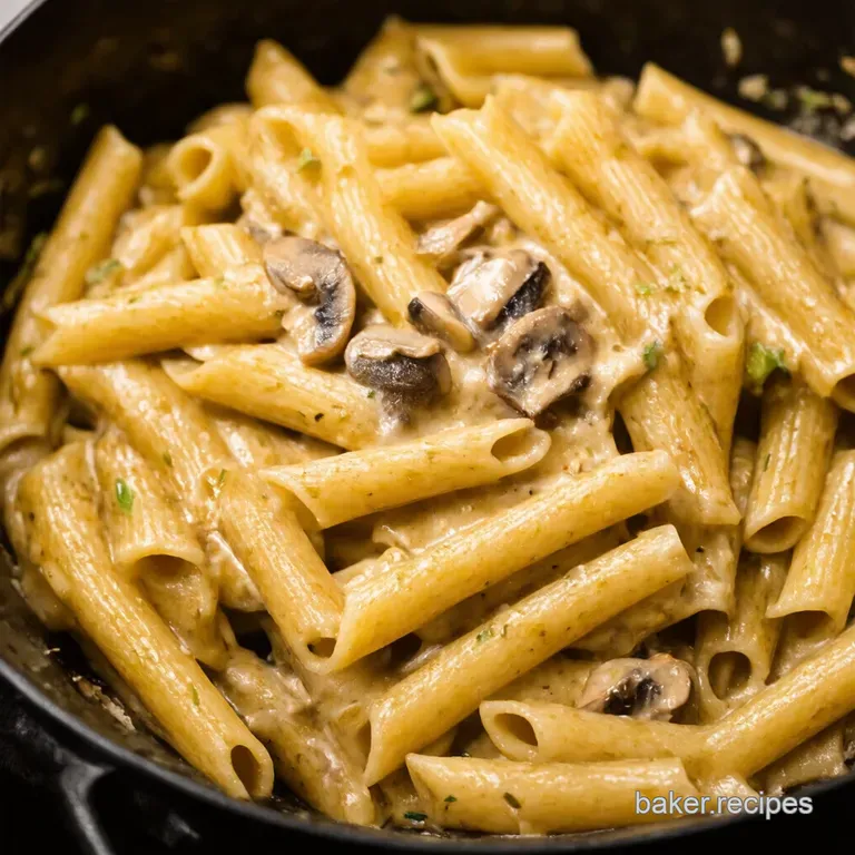 Creamy Garlic Mushroom Pasta presentation