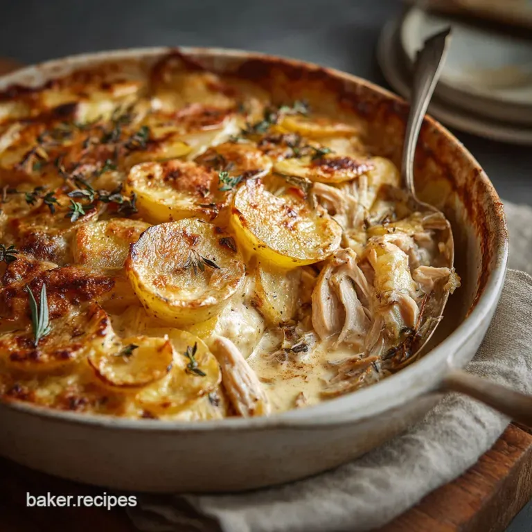 Leftover Turkey Casserole: Creamy Leek Potato Hotpot (Better Than Pie) presentation