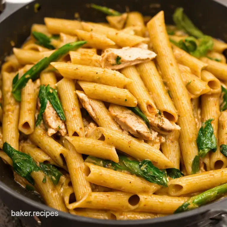 Creamy Lemon Chicken Pasta Primavera Lightened Up presentation