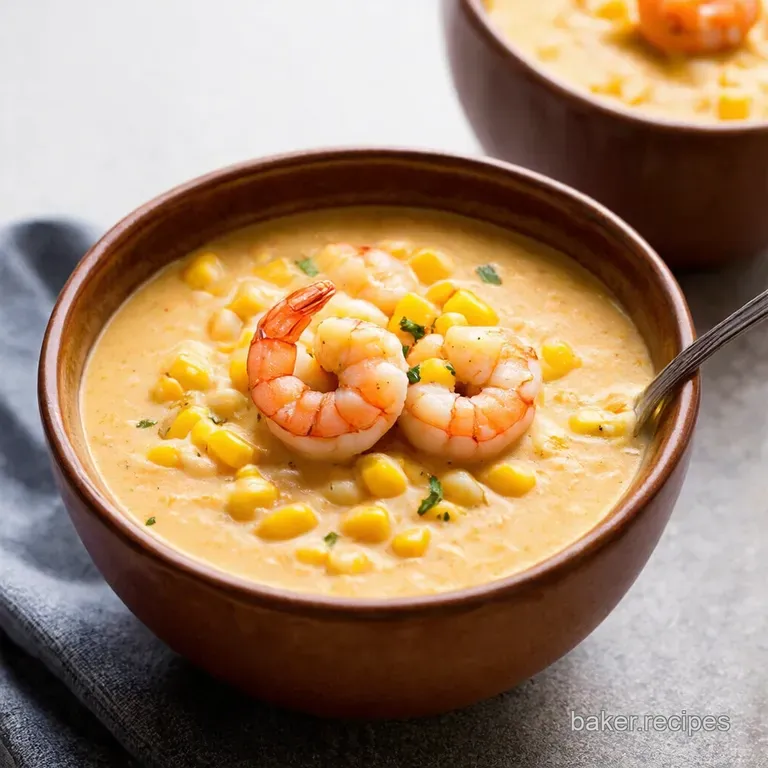 Creamy Shrimp Sweetcorn Chowder presentation
