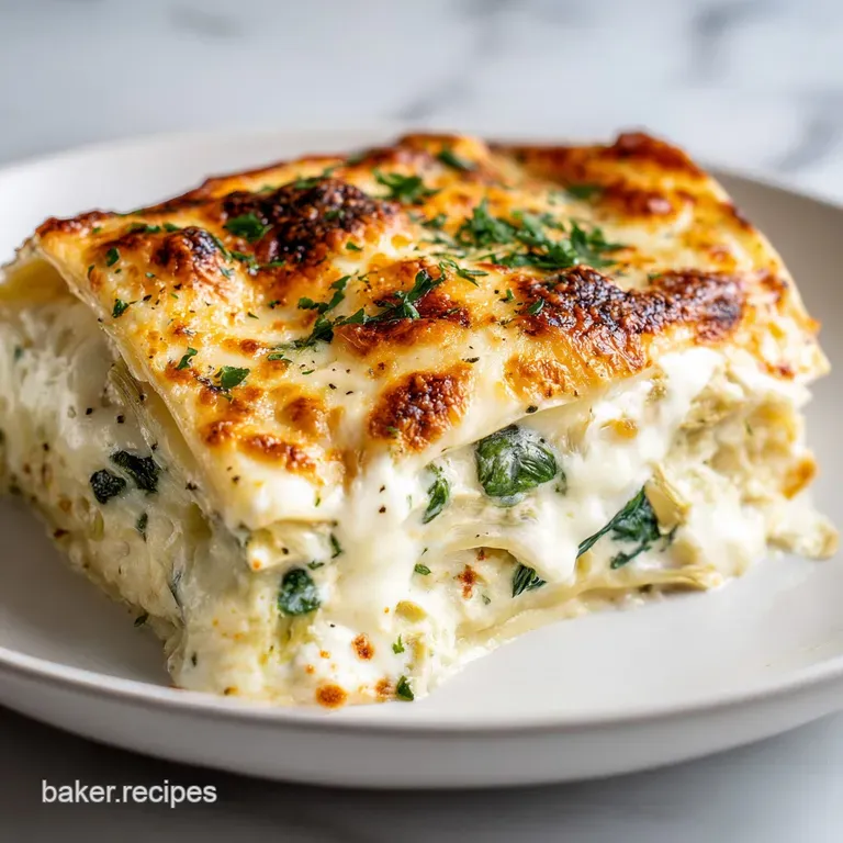 Spinach Artichoke Lasagna: Creamy and White