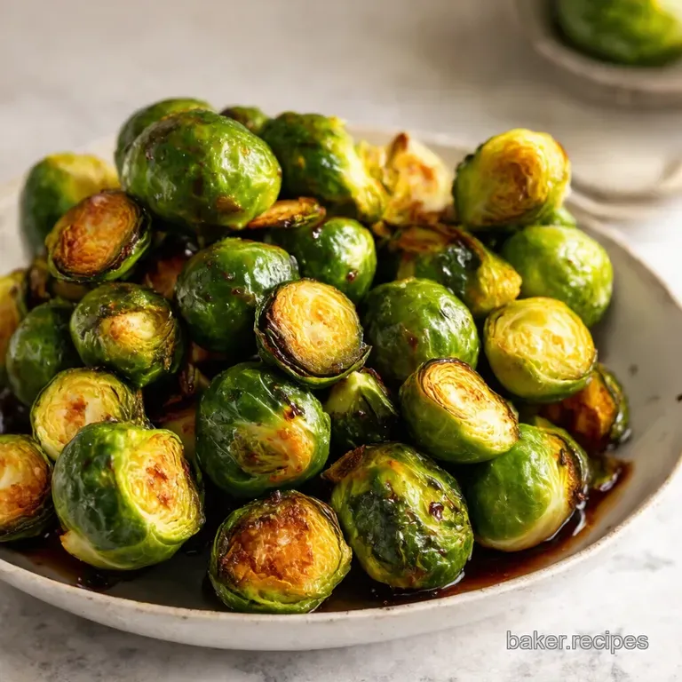 Crispy Air Fryer Brussels Sprouts with Balsamic Glaze presentation